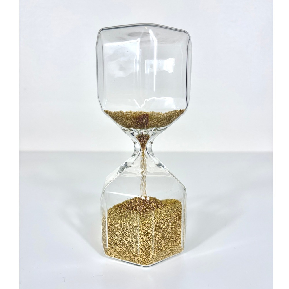 Hourglass Hexagon Glass Gold Beads 6" Decor